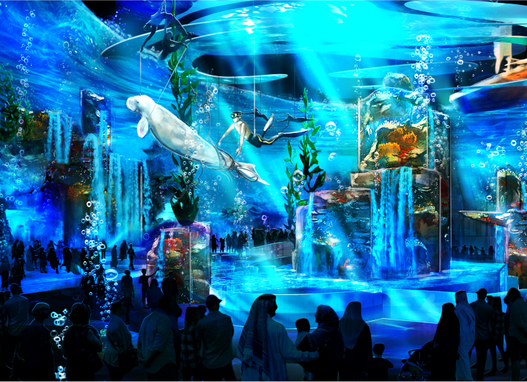Concept art for an underwater area at Sea World Abu Dhabi